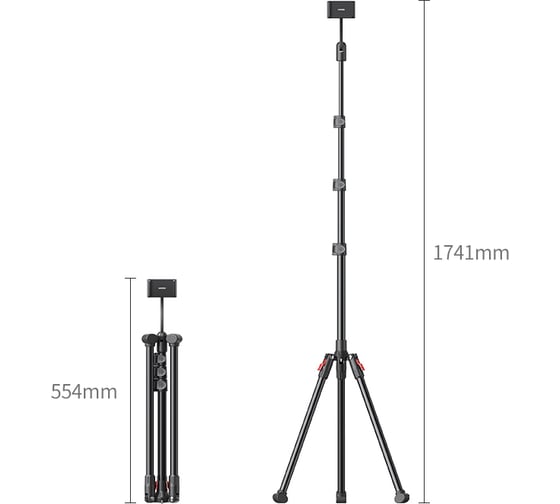 Трипод LP585 Tripod Stand For Tablet and Phone 1.7 м, черный для планшета и смартфона Ugreen 15647_