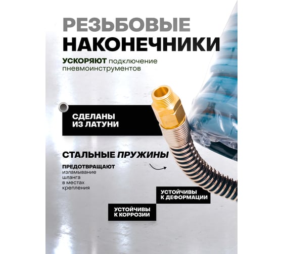 Шланг витой полиуретановый с резьбовыми наконечниками 1/2 12 х 18мм х 10м Forsage F-1812-10M(15198)