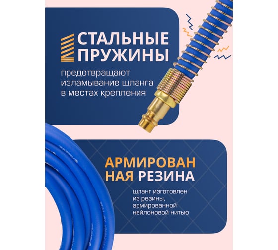 Шланг резиновый армированный с фитингами 8x14 мм Forsage F-AHC-52E(7263)