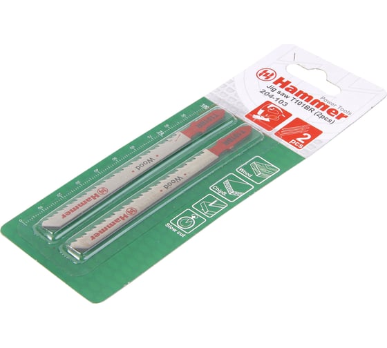 Пилка Flex 204-103 JG WD (2 шт; 74 мм; шаг 2.5 мм; HCS) для лобзика T101BR HAMMER 30571