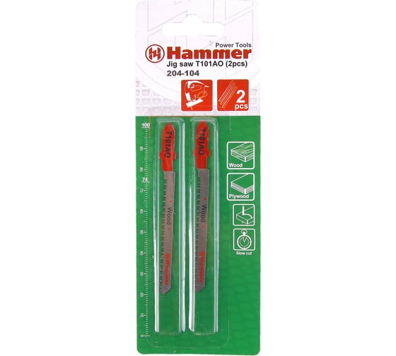 Пилка T101AO Flex JG WD (2 шт; 56 мм; шаг 1.4 мм; HCS) для лобзика HAMMER 30570 204-104