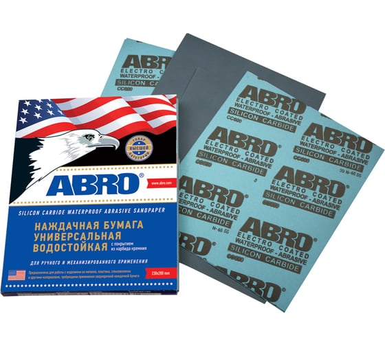 Бумага наждачная Abro универсальная водостойкая Р60 ABRO INDUSTRIES INC SA-60-50