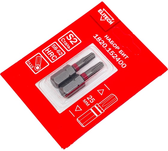 Биты TORX15, 25 мм, 2 шт 1820.15240 Elitech 204283