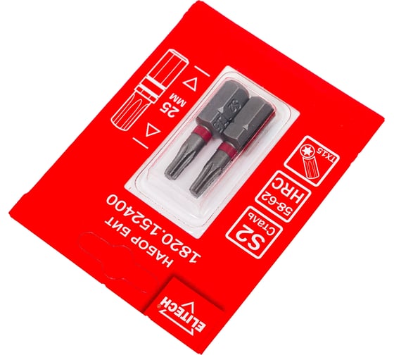 Биты TORX15, 25 мм, 2 шт 1820.15240 Elitech 204283