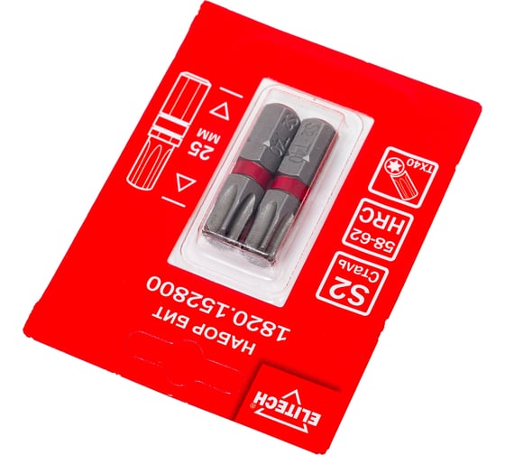 Биты TORX40, 25 мм, 2 шт 1820.15280 Elitech 204287