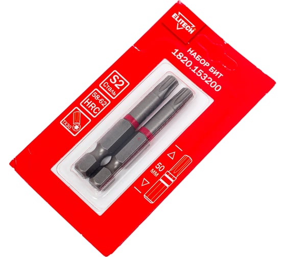 Биты TORX30, 50 мм, 2 шт 1820.15320 Elitech 204291