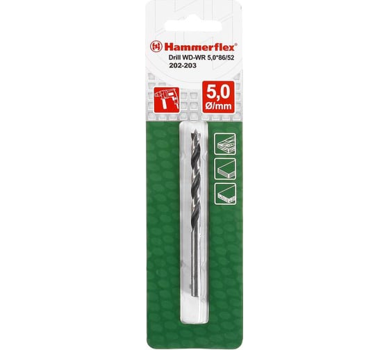 Сверло по дереву Flex 202-203 DR WD WR (5х52х86 мм) HAMMER 32399