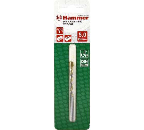 Сверло по камню Flex 202-302 DR CR (5х50х85 мм; DIN8039; HRC-88-89) HAMMER 30812
