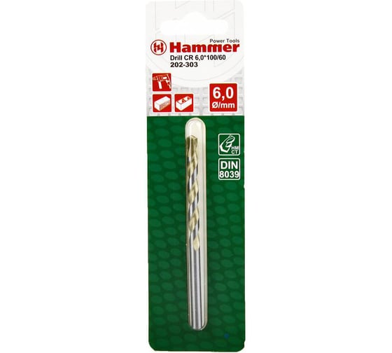 Сверло по камню Flex 202-303 DR CR (6х60х100 мм; DIN8039; HRC-88-89) HAMMER 30813