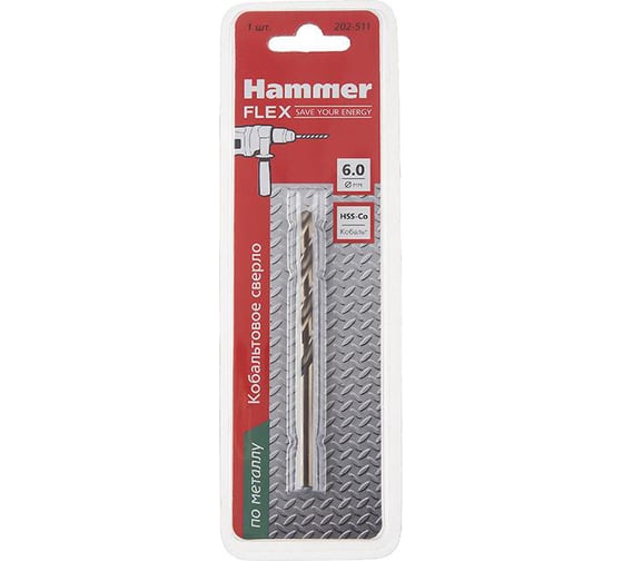 Сверло кобальтовое Flex 202-511 DR CO (6х93 мм; DIN338; HRC65-70) HAMMER 59145
