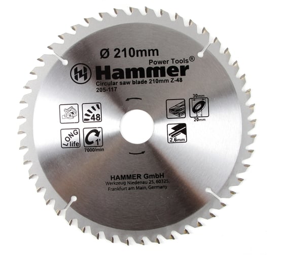 Диск пильный по дереву Flex 205-117 CSB WD (210х30/20 мм; Z-48) HAMMER 30667