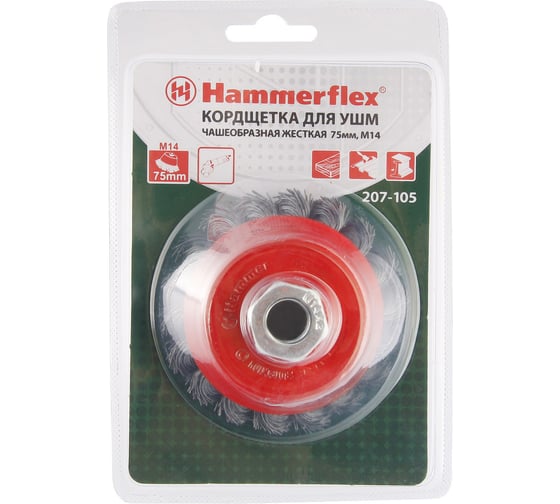 Кордщетка чашеобразная Flex 207-105 (75 мм; M14; витая проволока) для УШМ HAMMER 32437