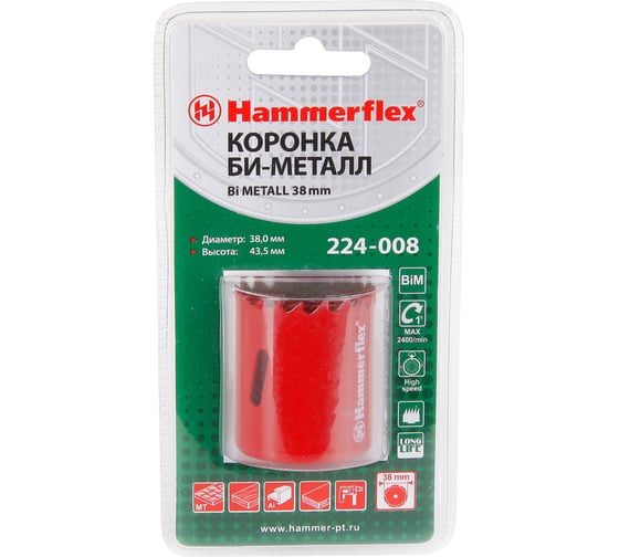 Коронка Bi METALL Flex 38 мм HAMMER 58740 224-008