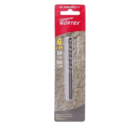 Сверло по бетону 6x100 мм WORTEX WDB061000C2111