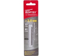 Сверло по металлу ц/х, 3.0x33x61 мм, HSS WORTEX WDB030061M2111