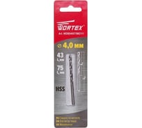 Сверло по металлу ц/х, 4.0x43x75 мм, HSS WORTEX WDB040075M2111