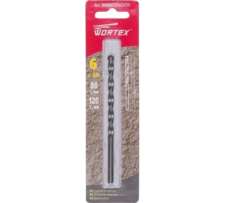 Сверло по бетону 6x120 мм WORTEX WDB061200C2111