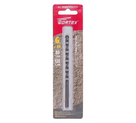Сверло по бетону 6x120 мм WORTEX WDB061200C2111