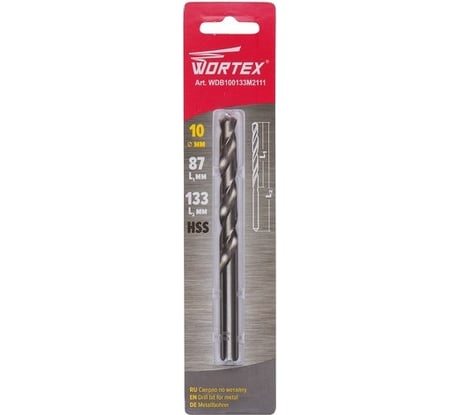 Сверло по металлу ц/х, 10.0x87x133 мм, HSS WORTEX WDB100133M2111