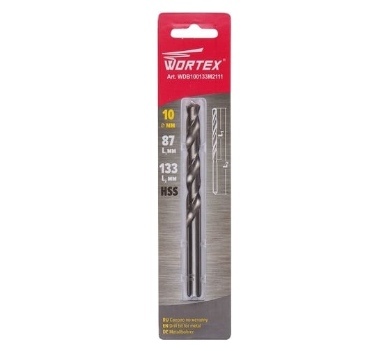 Сверло по металлу ц/х, 10.0x87x133 мм, HSS WORTEX WDB100133M2111