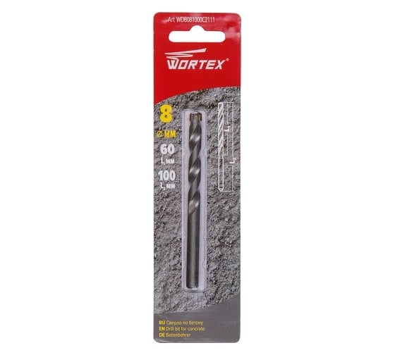 Сверло по бетону 8x100 мм WORTEX WDB081000C2111