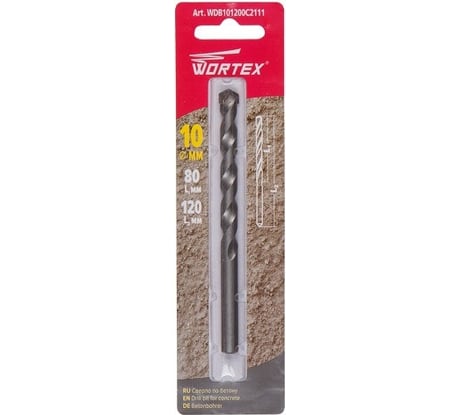 Сверло по бетону 10x120 мм WORTEX WDB101200C2111