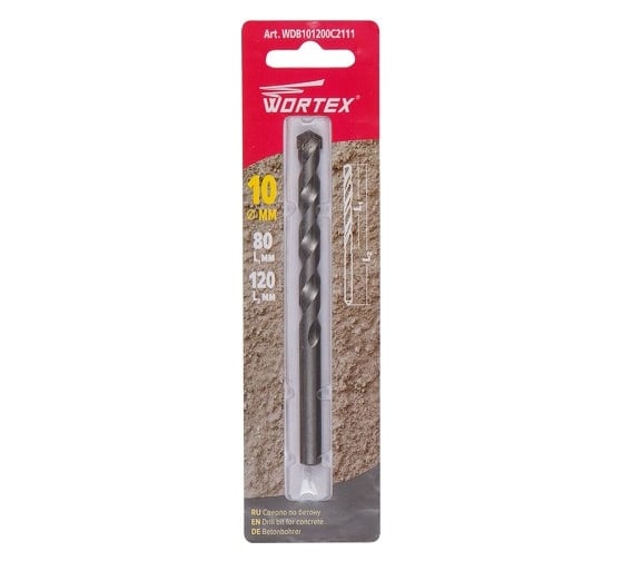 Сверло по бетону 10x120 мм WORTEX WDB101200C2111
