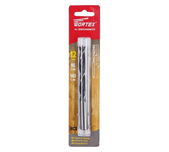 Сверло по дереву 12x95x140 мм, ц/х WORTEX WDB121400W2111