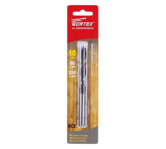 Сверло по дереву 10x86x130 мм, ц/х WORTEX WDB101300W2111