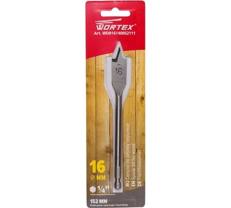 Сверло по дереву перьевое 16 мм WORTEX WDB161400S2111