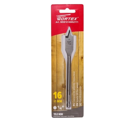 Сверло по дереву перьевое 16 мм WORTEX WDB161400S2111