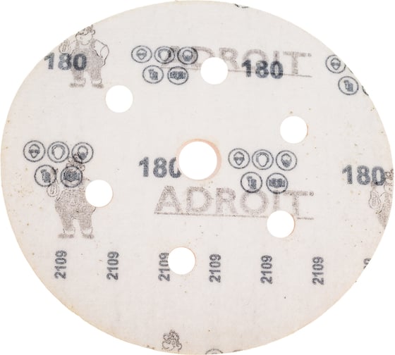 Шлифовальный круг Adroit 150 мм, на липучке, 7 отверстий, Р180, 100 шт Interflex AD27183307-100