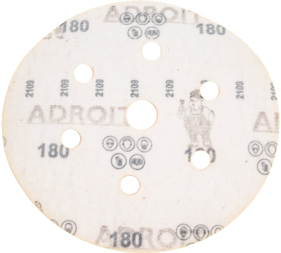 Шлифовальный круг Adroit 150 мм, на липучке, 7 отверстий, Р180, 100 шт Interflex AD27183307-100