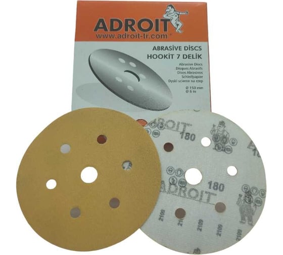 Шлифовальный круг Adroit 150 мм, на липучке, 7 отверстий, Р60, 100 шт Interflex AD27603307