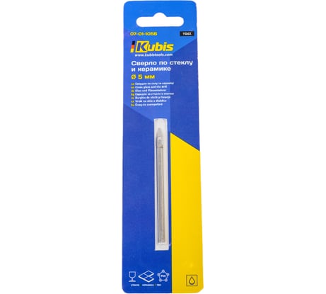 Сверло по стеклу и керамике 2 резца, 5x65 мм, YG6X KUBIS 07-01-1056