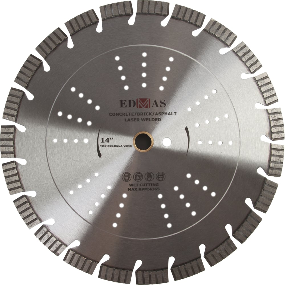 Алмазный диск сегментный 350x25.4/20 мм, 16/3.3 мм EDMAS RS350254 ...