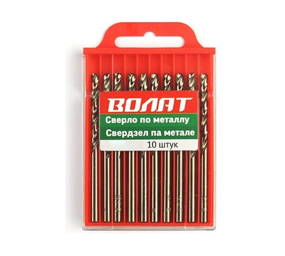 Сверло по металлу ц/х 4.5x47x80 мм, HSS, комплект 10 шт ВОЛАТ 85045-080 1
