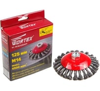 Щетка дисковая витая 125 мм, M14 WORTEX WCBD125KA011