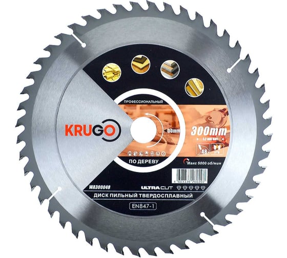 Диск пильный по дереву 300x30 мм, 48T KRUGO WA300048 1
