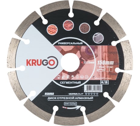 Диск алмазный сегмент 150x2.2x22.23x10 мм KRUGO RSA06A