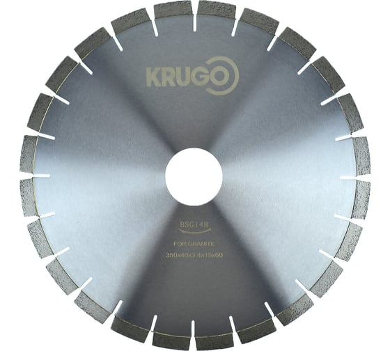 Диск алмазный сегментный по граниту, бесшумный 350x40x3.4x60x15 мм KRUGO BSG14B 1