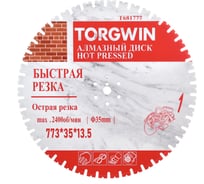 Алмазный отрезной диск TORGWIN лазер-пайка по железобетону и камню 800 Ø:800х(35х30х25.4)Z46/16х3.5мм. Laser welding ultra-durable Best for reinforced concrete Industrial (HZ40.8х12) / T681777