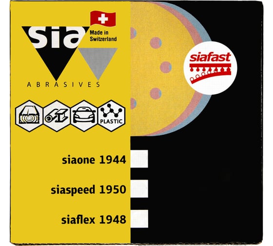 Круг шлифовальный на липучке siaone 1944 (50 шт; 125 мм; без отверстий; P180) sia Abrasives so50-125-0-180 1