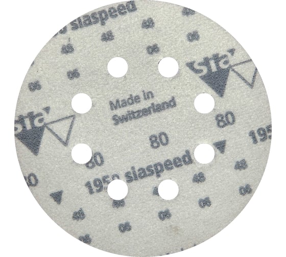 Круг шлифовальный на липучке siaspeed 1950 (5+1 шт; 125 мм; 8 отверстий; P80) sia Abrasives ss6-125-8-080