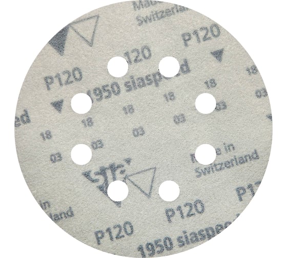 Круг шлифовальный на липучке siaspeed 1950 (5+1 шт; 125 мм; 8 отверстий; P120) sia Abrasives ss6-125-8-120
