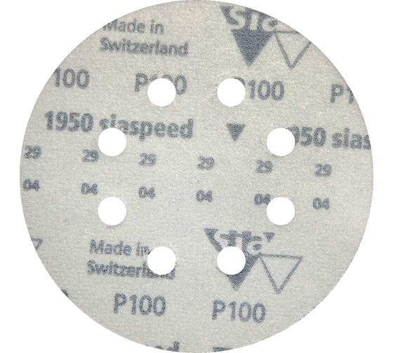 Круг шлифовальный на липучке siaspeed 1950 (5+1 шт; 125 мм; 8 отверстий; P100) sia Abrasives ss6-125-8-100