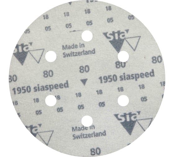 Круг шлифовальный на липучке siaspeed 1950 (5+1 шт; 150 мм; 6 отверстий; P80) sia Abrasives ss6-150-6-080