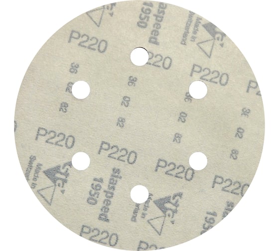 Круг шлифовальный на липучке siaspeed 1950 (5+1 шт; 150 мм; 6 отверстий; P220) sia Abrasives ss6-150-6-220
