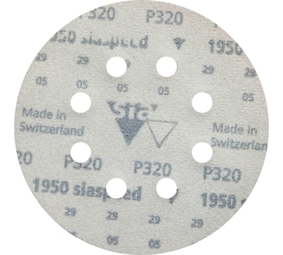 Круг шлифовальный на липучке siaspeed 1950 (50 шт; 125 мм; 8 отверстий; P320) sia Abrasives ss50-125-8-320