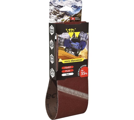 Лента шлифовальная бесконечная 2920 siawood (2 шт; 75х457 мм; Р120) sia Abrasives sw457-120